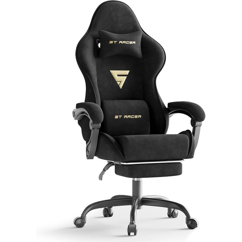 Massage - Velvet abric Ergonomic Gaming Chair with
