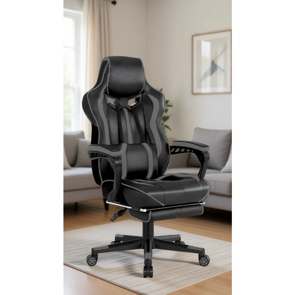 Massage - Ergonomic Reclining Gaming Chair with Footrest