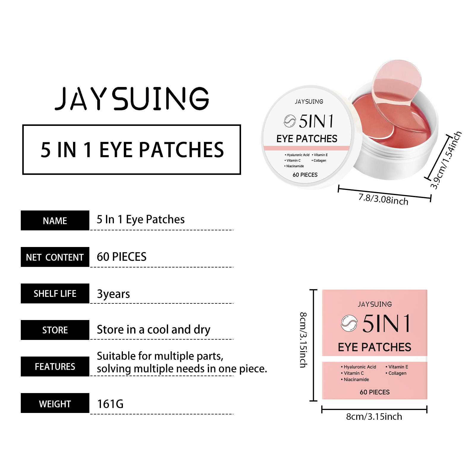 JAYSUING 5-in-1 Under Eye Patc - đánh giá và giá Collagen Under Eye Patches