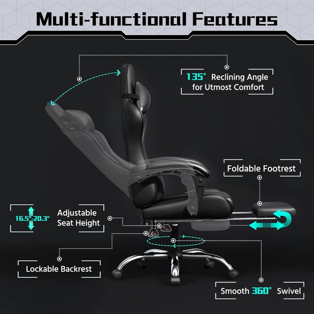Comfortable PU Leather Gaming  - đánh giá và giá Massage