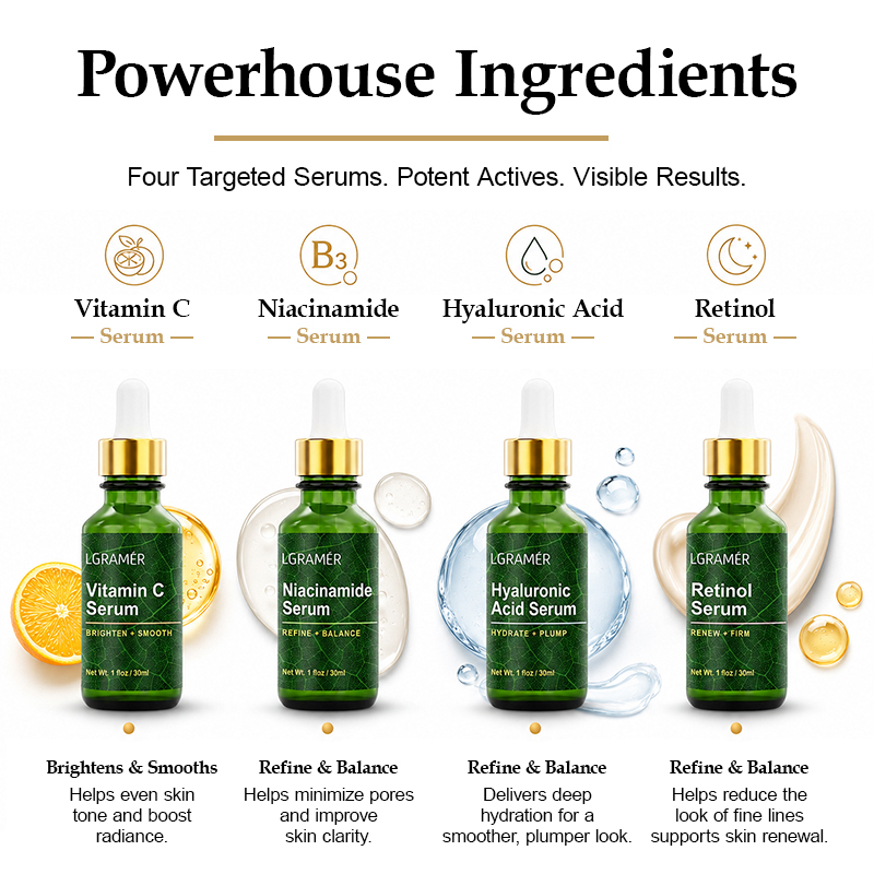 4PCS Facial Serum Set Niacinam - đánh giá và giá Niacinamide Pore Shrinking Essence