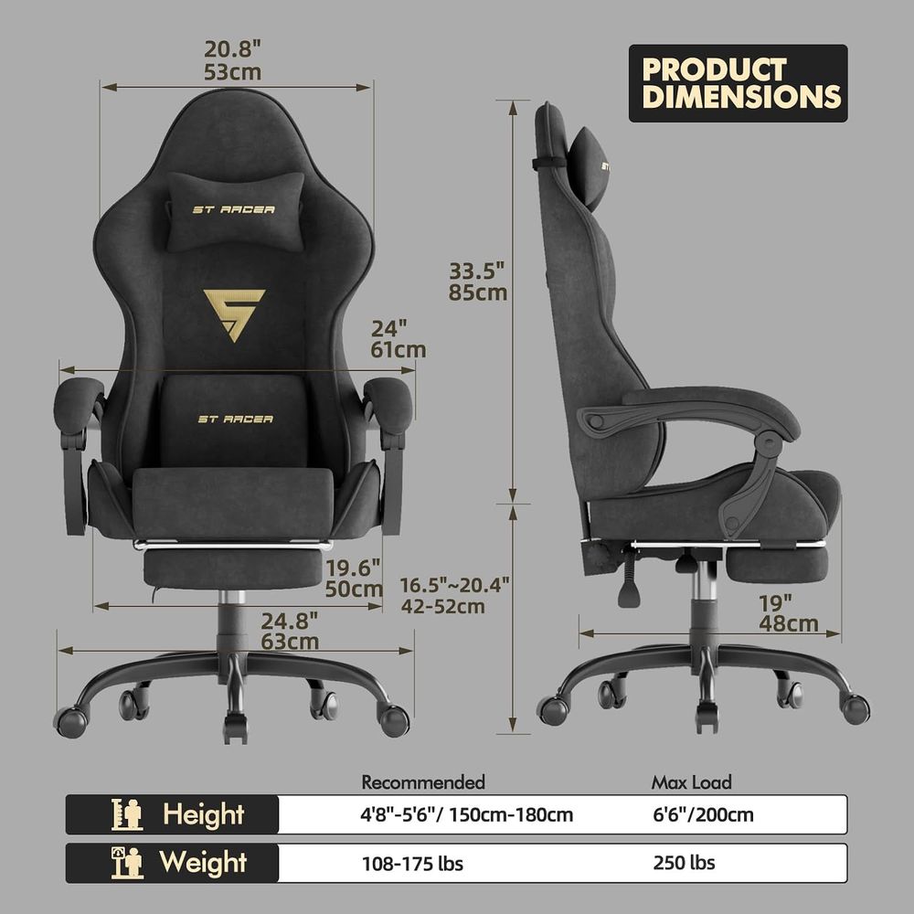 Velvet abric Ergonomic Gaming  - đánh giá và giá Massage