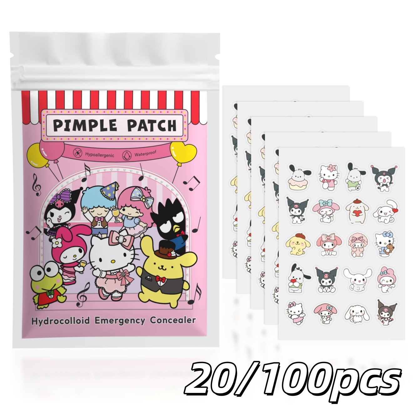 20/100pcs Hello Kitty Hydrocol - đánh giá và giá Hydrocolloid Pimple Patch