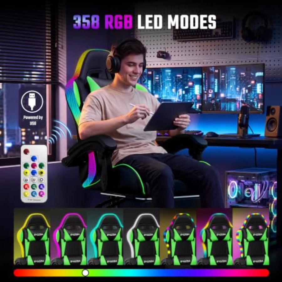 RGB gaming chair with footrest - đánh giá và giá Massage