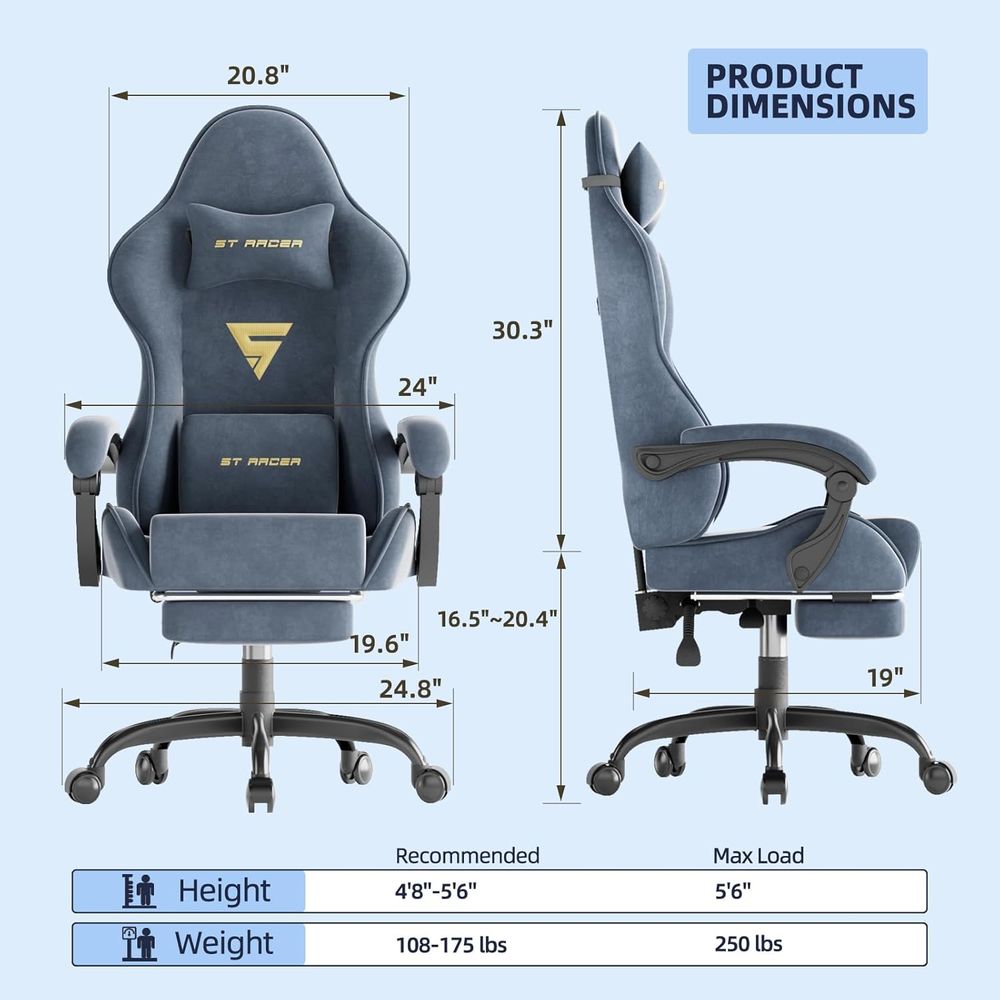 Ergonomic Gaming Chair with Fo - đánh giá và giá Massage